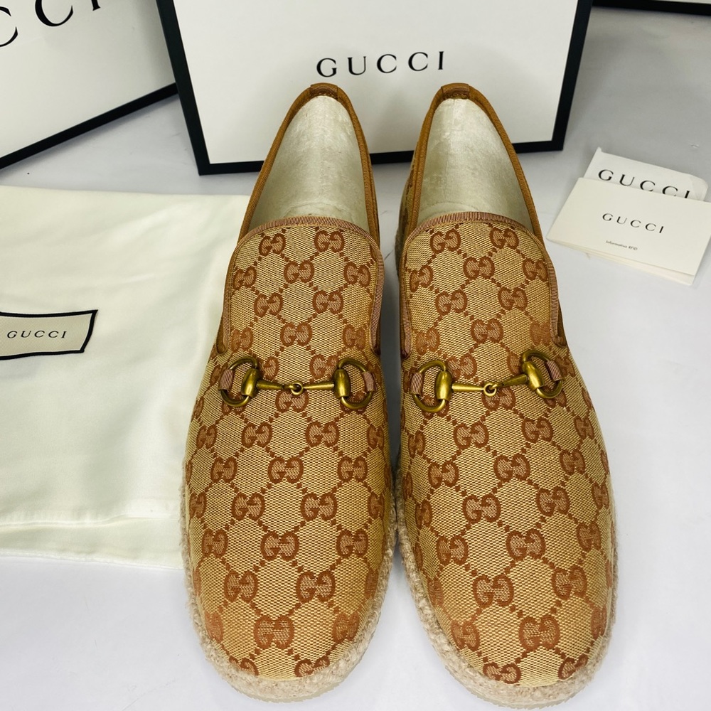 Gucci Men’s GG Canvas Horsebit Espadrilles SIZE 12